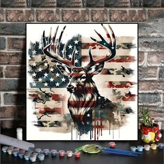 Patriotic Paint by Numbers Kit for Adults Beginner- 4th of July Adult Paint b…