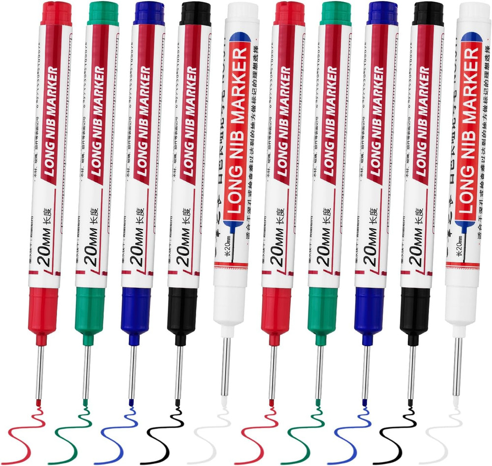10 PCS Long Head Deep Hole Marker Pens 20mm Long Nib