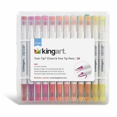 Twin-Tip Chisel & Fine Marker Set – 36 Colors – Water-Based Opaque Ink – Dual…