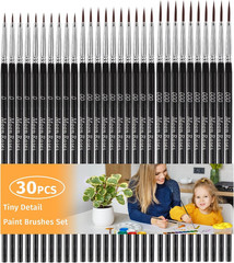 30 Pcs Miniature Detail Paint Brush Set, 3Rd Generation Tiny Liner Brushes, 3 Si
