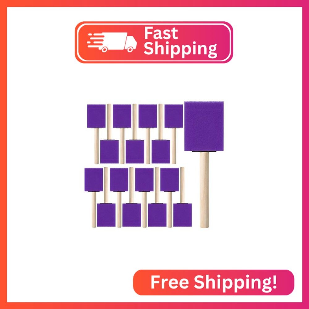 Bates- Foam Paint Brushes, 2″, 16 Pack, Violet Sponge Brushes for Painting, Stai