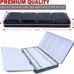 Large Empty Watercolor Palette Tin with Lid – Holds 48 Half Pans (63 Included),
