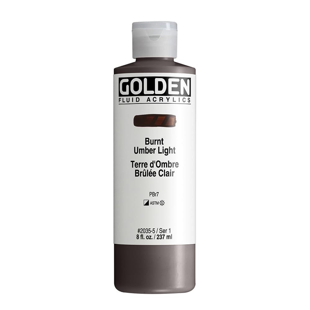 Fluid Acrylics Burnt Umber Light 8 fl. oz. Bottle Professional Paint SemiOpaque