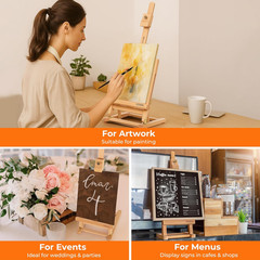 25″ H-Frame Tabletop Easel for Painting, Adjustable Beech Wood Table Top Easel,