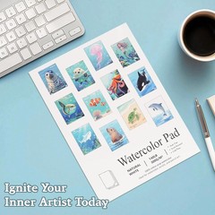 12 Sheets Sea Watercolor Paper Book 6×8 Inch Paint Pad Art Supplies Beginner
