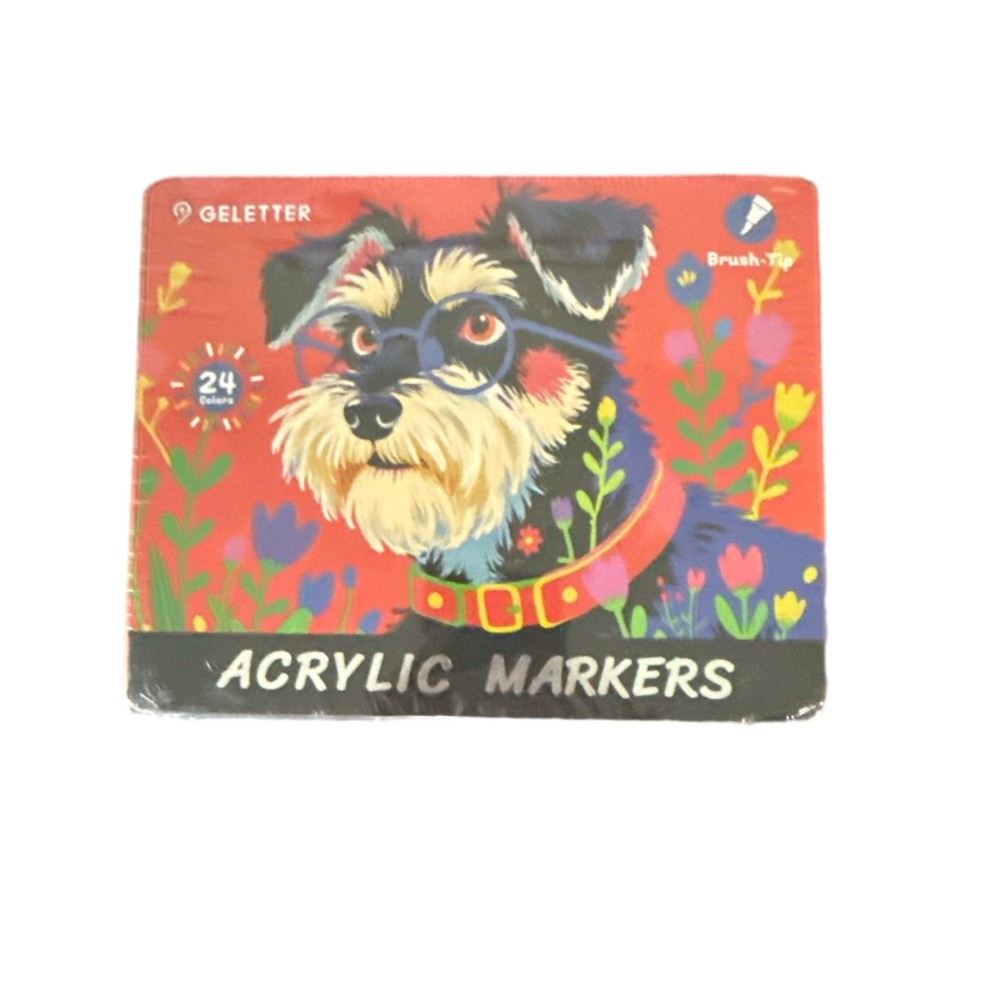 GELETTER 24 Colors Acrylic Paint Markers Brush Tip Art Pens