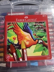 Lot Faber-Castell 24 Permanent Oil Pastels, Blick Studio pastels, 30 Gel Pens