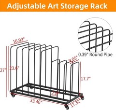 lukar Art Canvas Storage Rack with Wheels, Adjustable Art Storage Rack Metal …