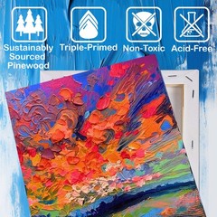 Halobios 3 Packs Stretched Canvases for Painting with 4×4 Inch, 6×6 Inch, 8×8…