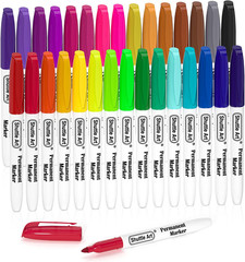 Shuttle Art 30 Colors Permanent Markers, Fine Point, Assorted Colors, Works on P