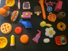 3D Erasers, Scented, Food, 90s Retro Premier 3D Detachable Erasers 43 PIECES