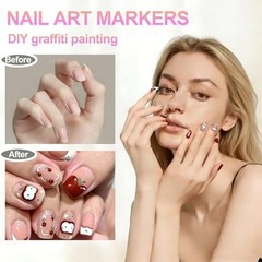 12 Colors Nail Art Marker Pens Set, Nail Markers for Nail Art, Suitable for