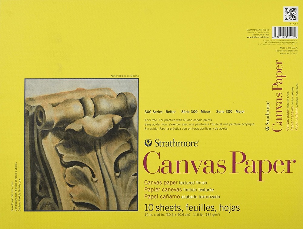 12×16 White Textured Canvas Paper Pad for Oil Acrylic Sketching 10 Sheets