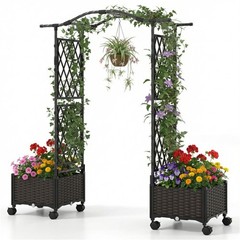 5 FT Self-Watering Vertical Raised Garden Bed with Trellis & Lockable Wheels