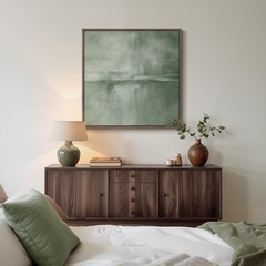 Framed Sage Green Abstract Wall Art, Modern Canvas Prints Artwork for Walls, …