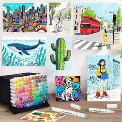 WELLOKB Alcohol Markers Set 80 Colors Dual Tip Brush Fine