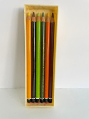 Vtg Sanguine 610 Box w/ Plastic Tray Conte Paris France 6 Colored Crayons 1355