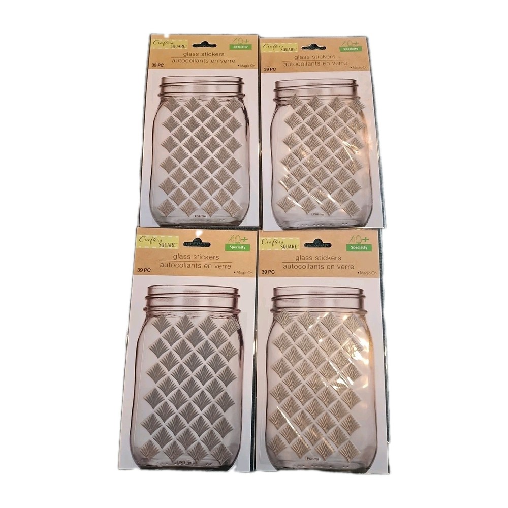 Lot 4 Crafter’s Square Glass Stickers Jar Silver Diamonds 156 Pieces New Pge-708