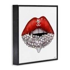 Stupell Industries Chic Red Lip Portrait Women’s Fashion Stone Details Wall A…