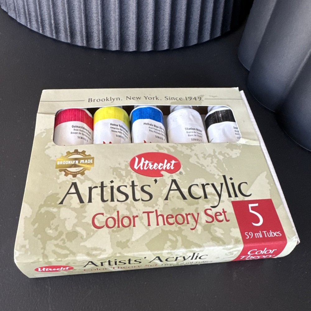 Vintage NEW UTRECHT Artist Acrylic Color Set Theory 5 Tubes 59 ml