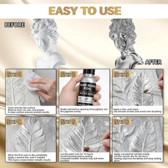 Liquid Silver Leaf Paint Kit, Water-Based Metallic Silver Acrylic Paint with Glo