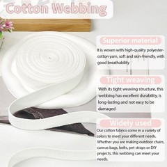 1 Inch x 10Yards White Cotton Webbing for Bag Handles & Crafts – Soft, Durabl…