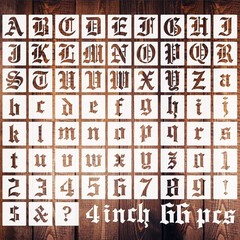 4 Inch Calligraphy Letter Stencils for Painting, 66 PCS Old English Lettering…