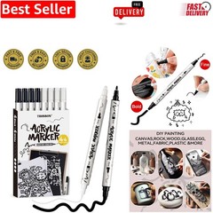 Waterproof Dual-Tip Acrylic Paint Markers for Rock, Canvas & Crafting – 8 Count