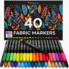 40 Fabric Markers Pens Set – Non Toxic, Indelible and Permanent Fabric Paint – F