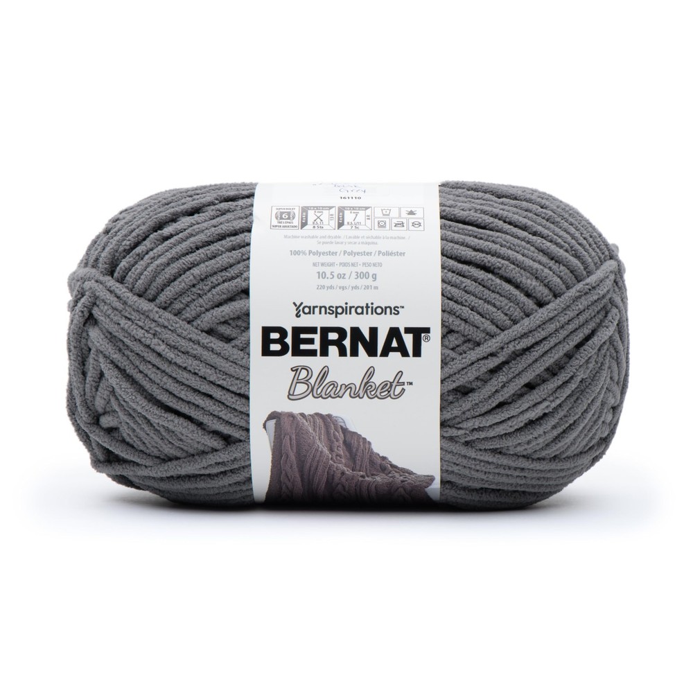 Blanket Yarn Dark Grey Bernat Chunky Knit Crochet Worsted Weight