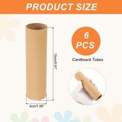 6 Pack Cardboard Tubes,Toilet Paper Rolls Corrugated Roll,5.91×1.58″,Brown