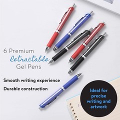 Ambidextrous Retractable Gel Pens – 6-Pack Set for School, Journaling & Work