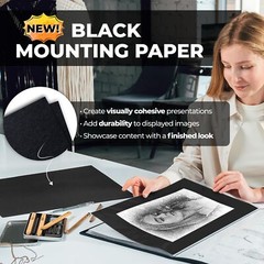 11×17 Art Portfolio Binder with Mounting Paper – (Black) Large Portfolio Fold…
