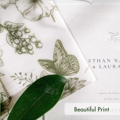 50 PCS PreFolded Vellum Jackets Fits 5×7 Inch Invitations Sage Green Toile