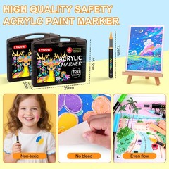 Lyuvie 120 Colours Acrylic Paint Pens 1 count (Pack of 120), 120 colours