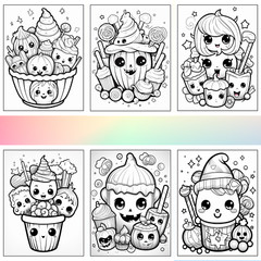 95 Kawaii candy coloring pages to print ° digital ° & POD permission (enr. 35)