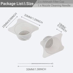 2PCS Airbrush Paint Filter Cup with Nozzle Cleaning Needle Solvent Resistant