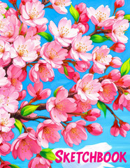Sketchbook: Pink Cherry Blossom Drawing Pad for Kids, Teens and Adults, Blank Pa