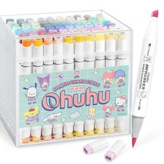 Ohuhu x Sanrio 80 Color + 1 Blender Brush & Broad Marker Set Pastel Tones NEW JP