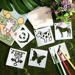Augshy 56 Pieces Animal Stencils for Painting, 3 Inch 3 x 3 inches, White