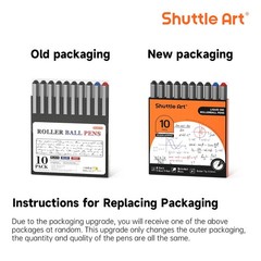Shuttle Art Rollerball Pens, 10 1 Count (Pack of 10), 8 black+1 blue+1 red