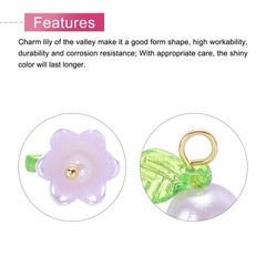 10PCS 13x14mm Acrylic Flower Charm Lily of the Valley Jewelry Light Purple
