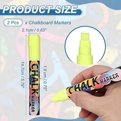 Liquid Chalk Markers 10mm, 2 Pcs Chalkboard Markers Erasable Tip, Yellow