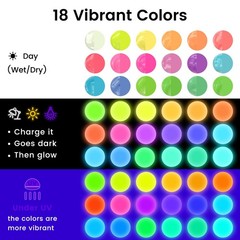 Glow In The Dark Paint 18 Bright Colors 22ml/0.75oz Blacklight Paint Set Neon Cr