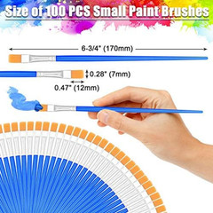 100PCS Small Paint Brushes Bulk, Flat Top Acrylic Mini Brushes for Kids, Crafts