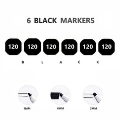 6pcs Black Alcohol Markers Set, Dual Tips Art Markers Drawing Sketched Double…