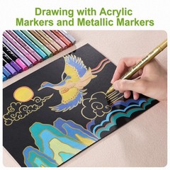 Metallic & Acrylic Paint Markers 48 Pack – 24 Colors + Dual Tip Pens for DIY