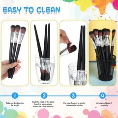 40 Pcs 1 Inch Mop Brush For Acrylic Painting Oval Blending Wood Handle Crafts