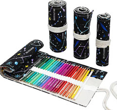 Canvas Colored Pencil Roll Wrap 24/48/72 Slots Coloring Pencil Holder