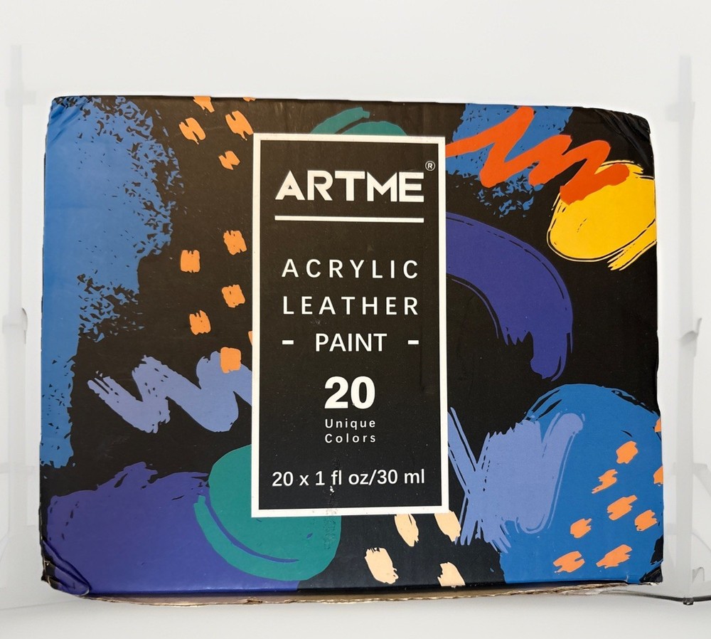 Acrylic Leather Paint Set, 20 Colors x 30ml Acrylic Leather Dye Kit Perfect